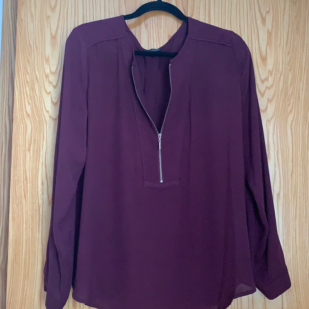 Burgundy Zip up blouse